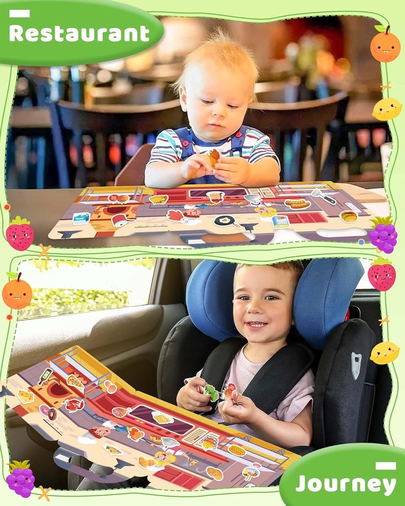 Benresive Reusable Sticker Books for Toddlers, Fun Travel Stickers for Kids, Toddler Sticker Book, Crafts Activities for Toddlers, 3 and Up Birthady Gifts - Kitchen - Image 3